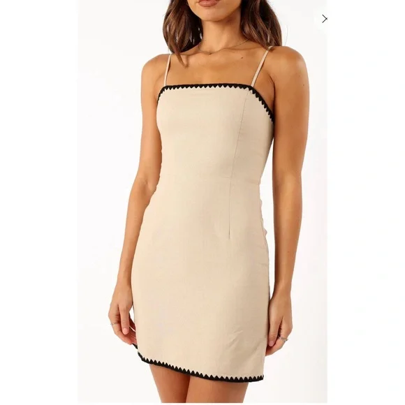 Petal & Pup | Dresses | Petal Pup Lino Contrast Trim Minidress Cream Black  | Poshmark